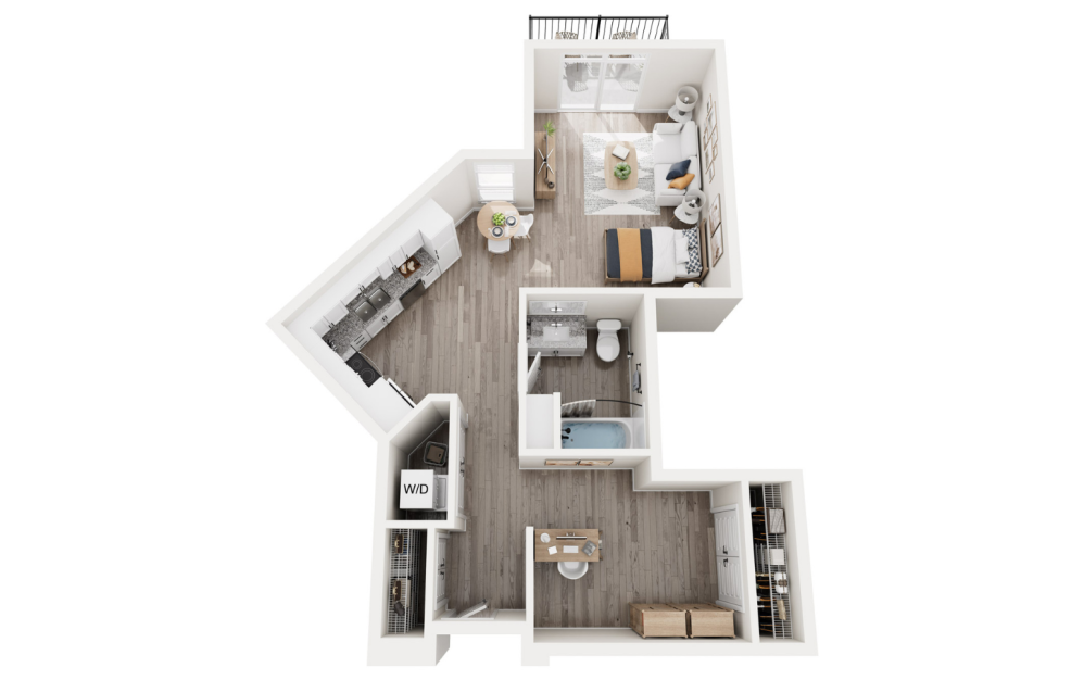 Kilkenny - Studio floorplan layout with 1 bathroom and 772 square feet (3D)