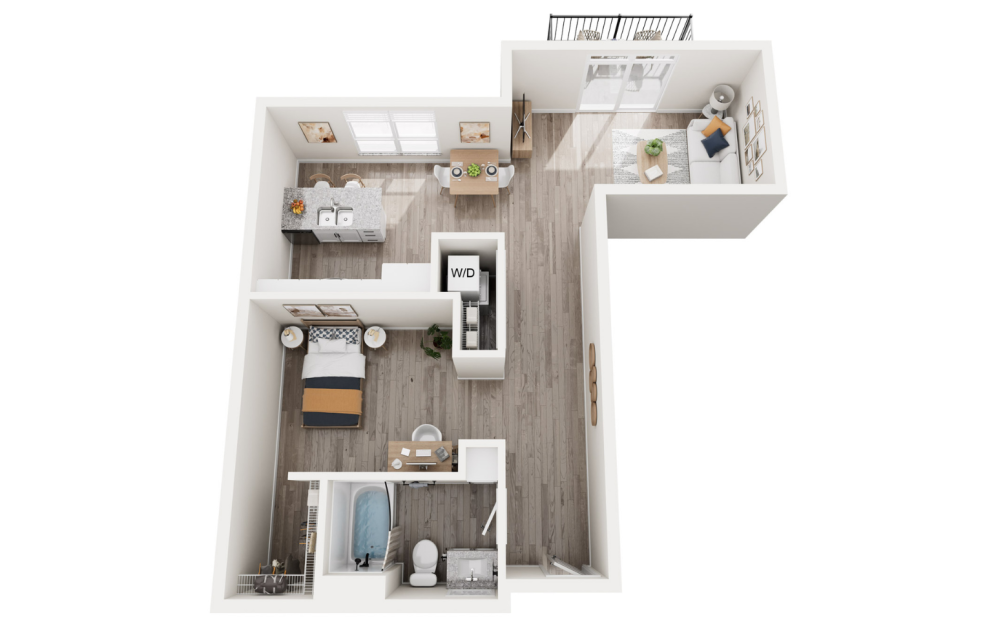 Trinity - Studio floorplan layout with 1 bathroom and 779 square feet (3D)