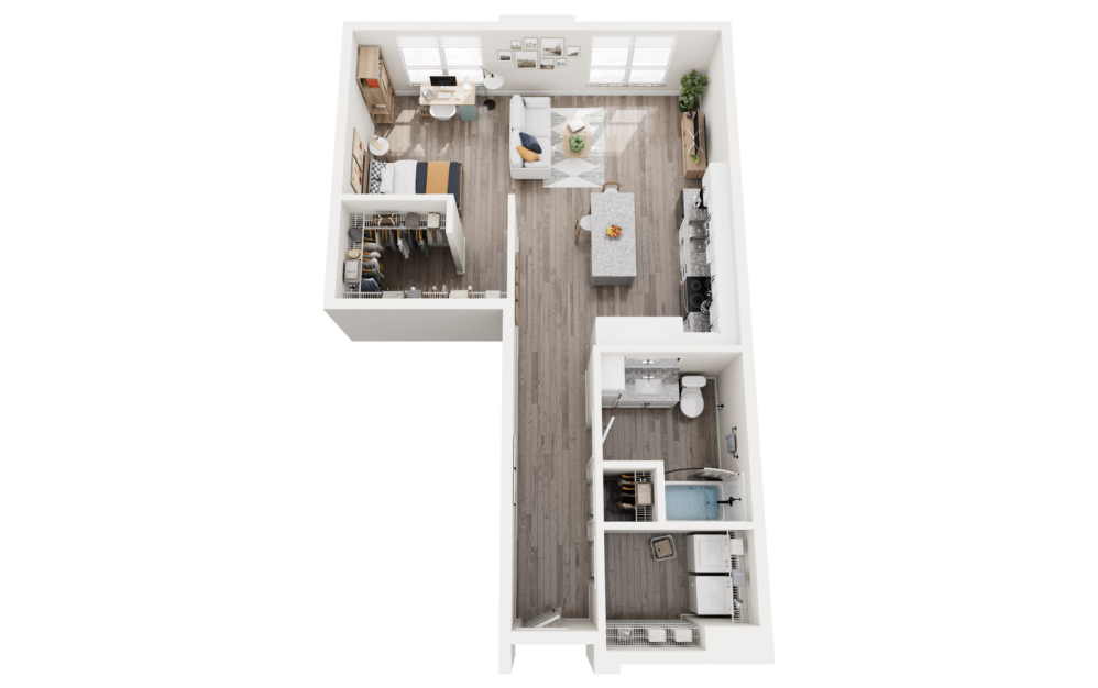 Westport - Studio floorplan layout with 1 bathroom and 835 square feet (3D)